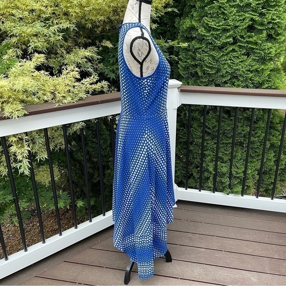 MICHAEL Kors Women's Blue Sleeveless Arailia Dot Asymmetrical Maxi Dress Size 8 - Picture 5 of 14